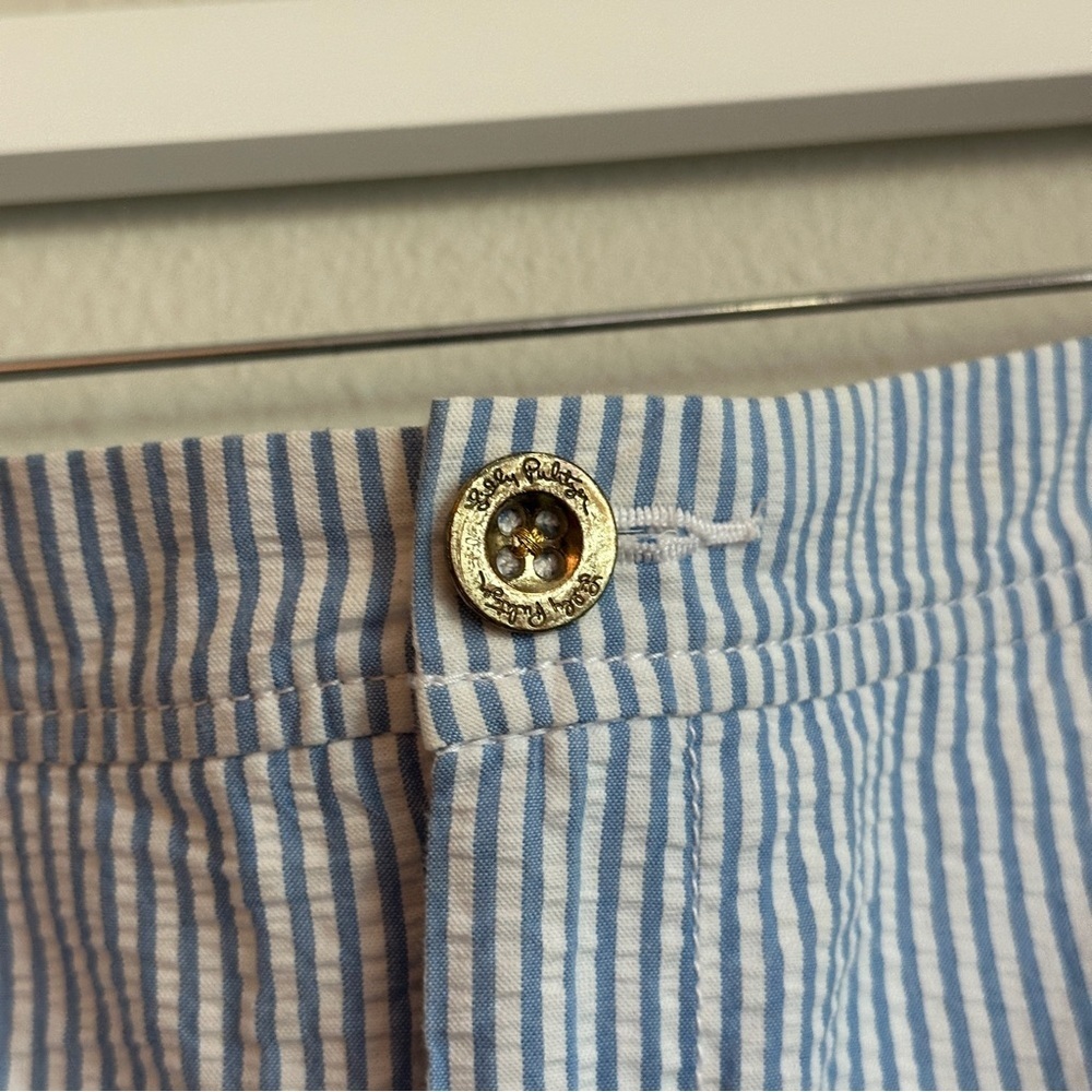 Lilly Pulitzer Blue & White Seersucker Skort with Sequin Jellyfish | Size 6 - Picture 5 of 7